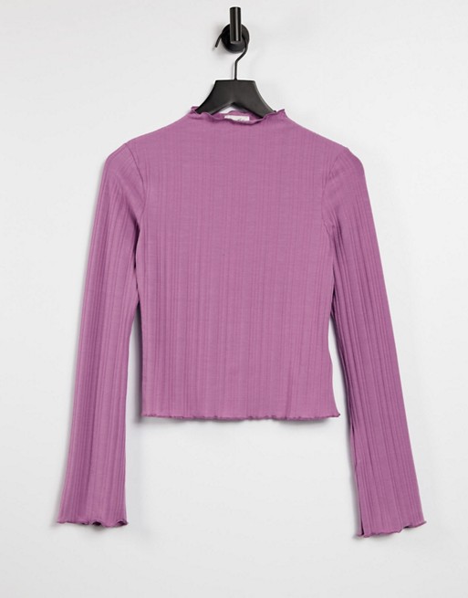 NA-KD co-ord ribbed babylock jersey top in lilac