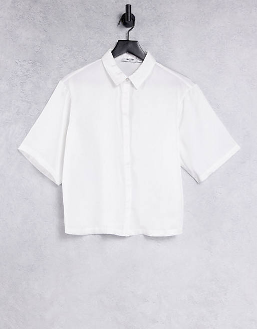 NA-KD co-ord satin shirt in white