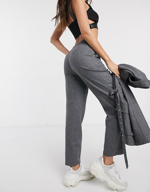 NA-KD co-ord slim leg tailored trousers in grey