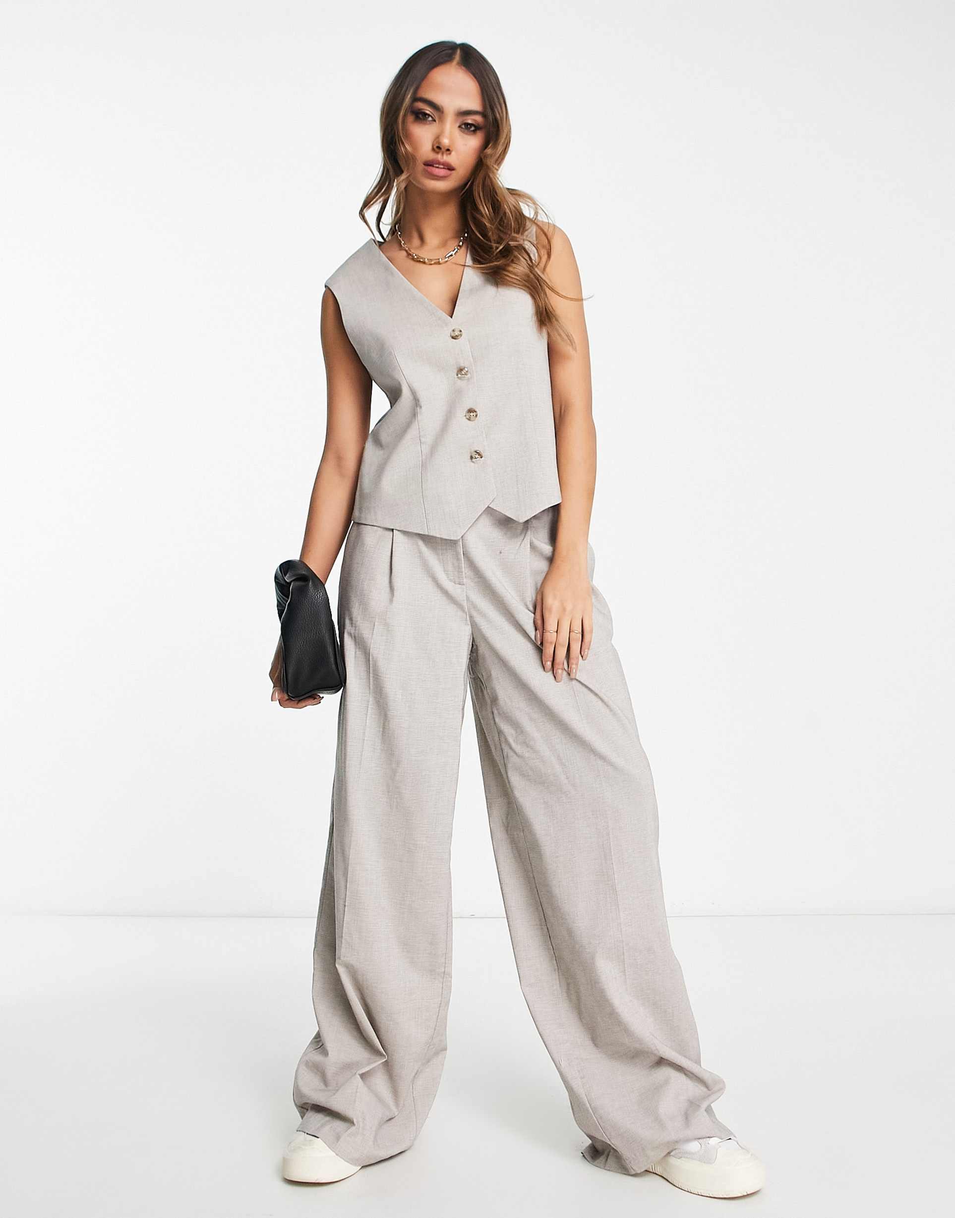 NA-KD co-ord tailored waistcoat in beige