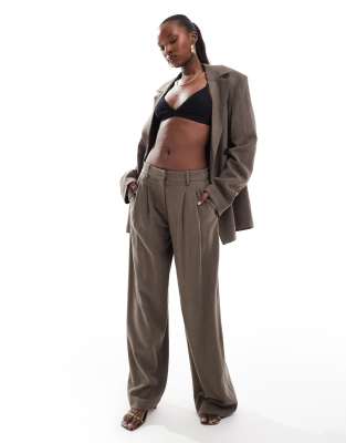 NA-KD NA-KD co-ord wide leg trousers in brown