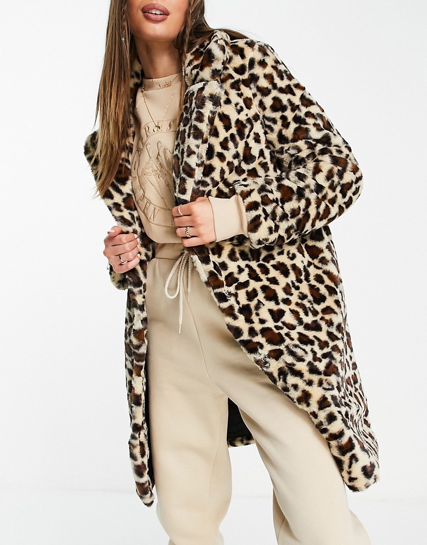 Na-kd Coat In Leopard Print-black