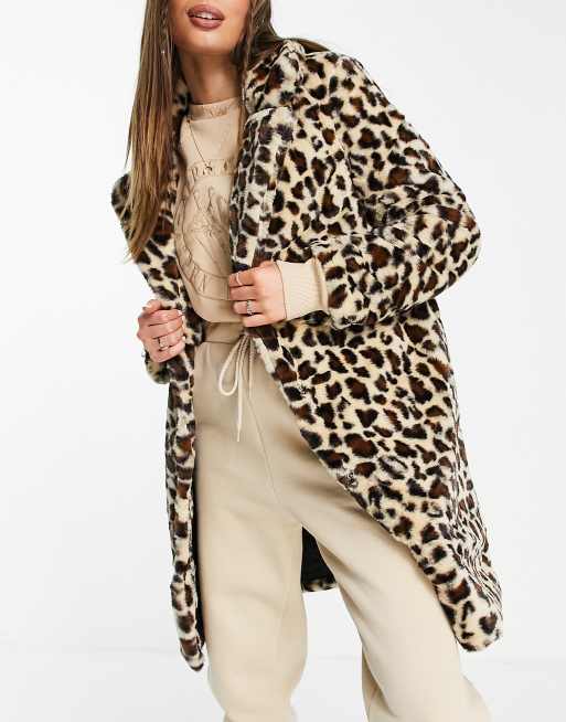 Asos design leopard outlet coat