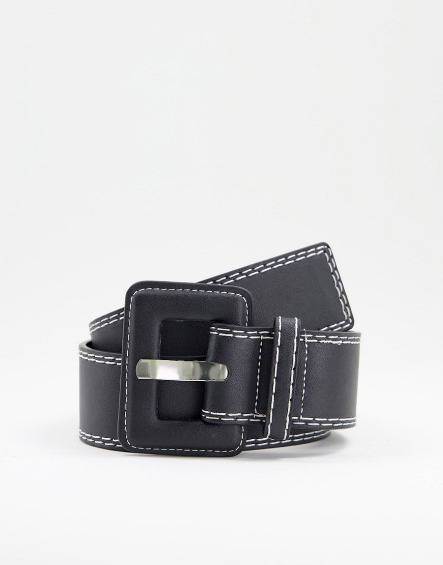 NA-KD contrast seam waist belt in black
