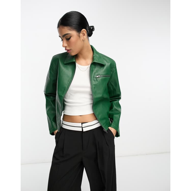 Green 2025 pleather jacket