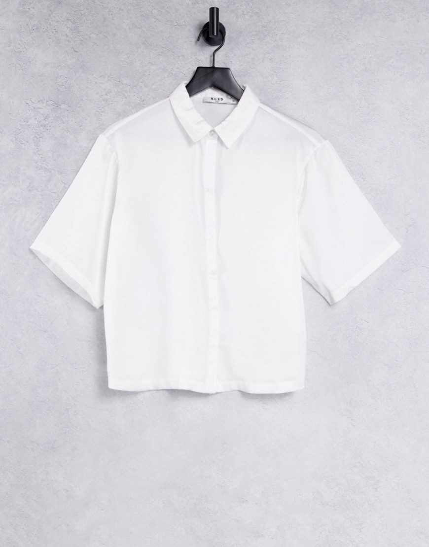 NA-KD coordinating satin shirt in white