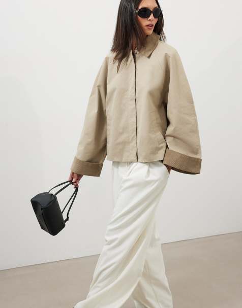 NA-KD Corduroy collar short trenchcoat in beige - view 1
