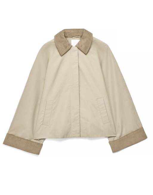 NA-KD Corduroy collar short trenchcoat in beige, 3 of 5