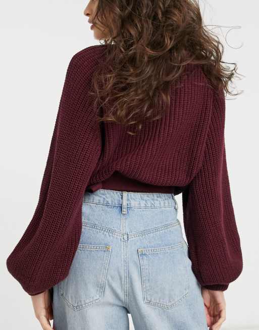 Burgundy 2024 wrap sweater