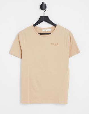 NA-KD NA-KD cotton logo print oversized t-shirt in beige - BEIGE-Neutral