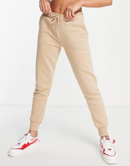 NA KD cotton logo print sweatpants in beige BEIGE ASOS