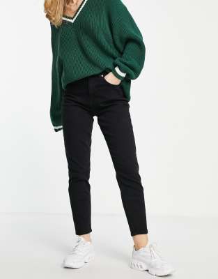 NA-KD NA-KD cotton mom jeans in black - BLACK