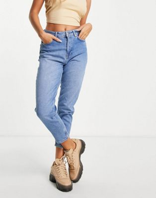 NA-KD cotton mom jeans in light blue - LBLUE