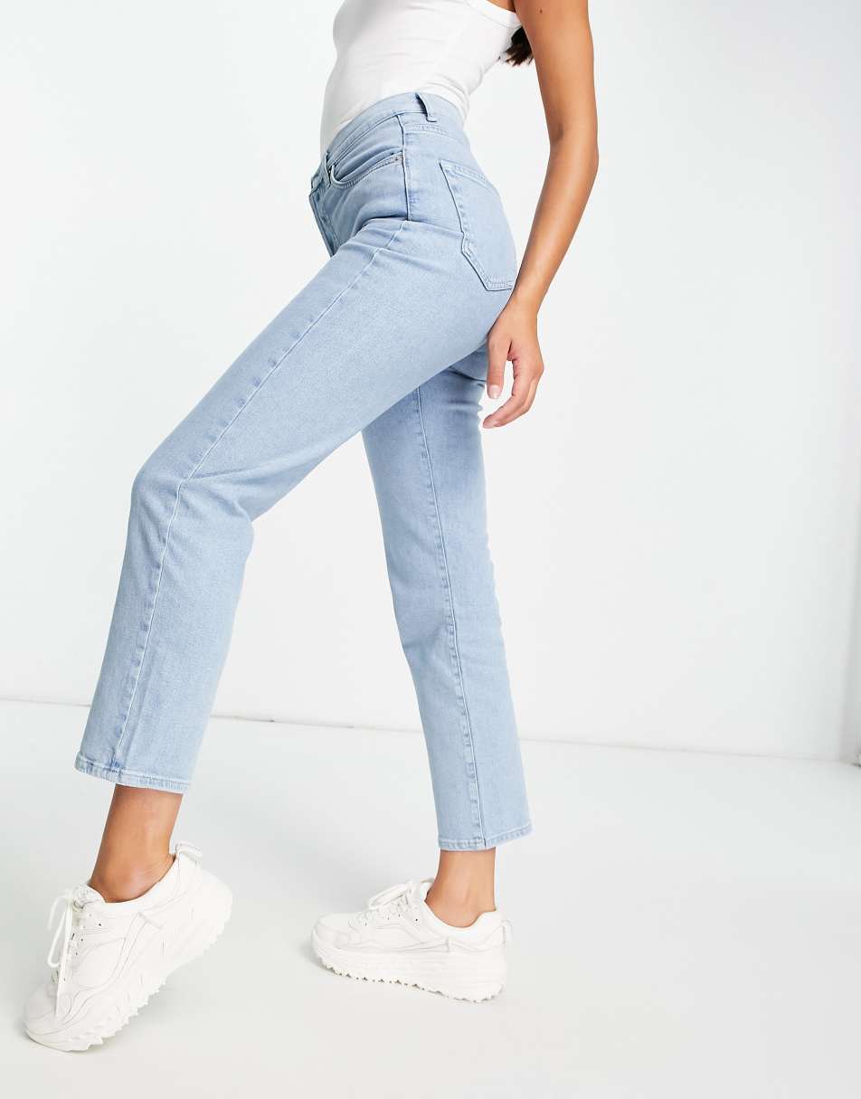 Only Blush skinny jeans with frayed hem in light blue