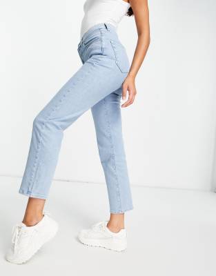 cotton straight leg jean in light blue-Blues