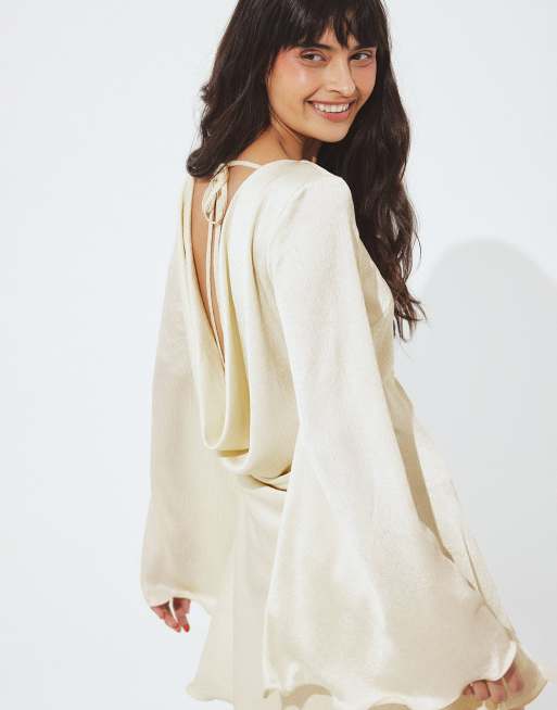 waterfall back satin mini dress Waterfall Back Satin Mini Dress