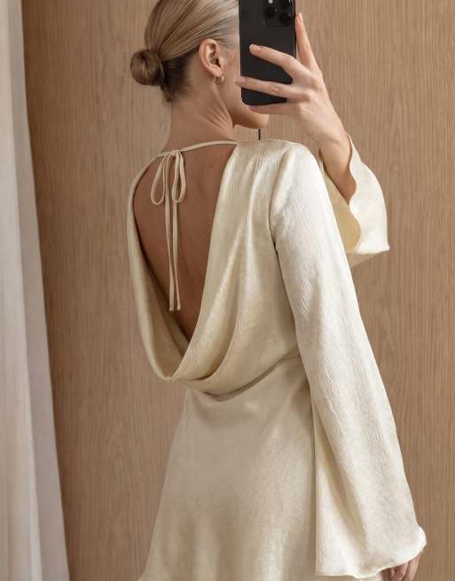 waterfall back satin mini dress Waterfall Back Satin Mini Dress