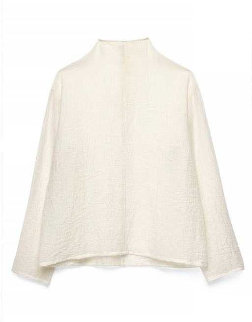 NA-KD Crinkle-Top mit Stehkragen und Nahtdetails in Cremeweiß, 4 von 5