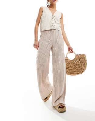 NA-KD NA-KD crochet trousers in beige-Neutral