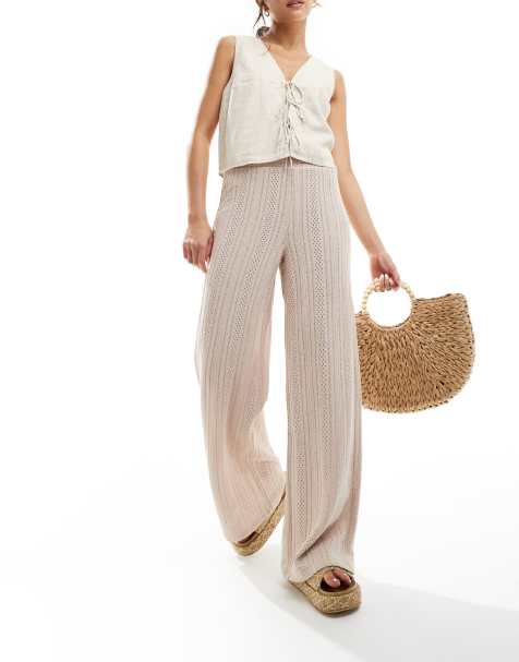 NA-KD crochet trousers in beige