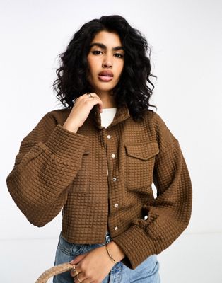 NA-KD cropped quilted jacket in khaki - ASOS Price Checker
