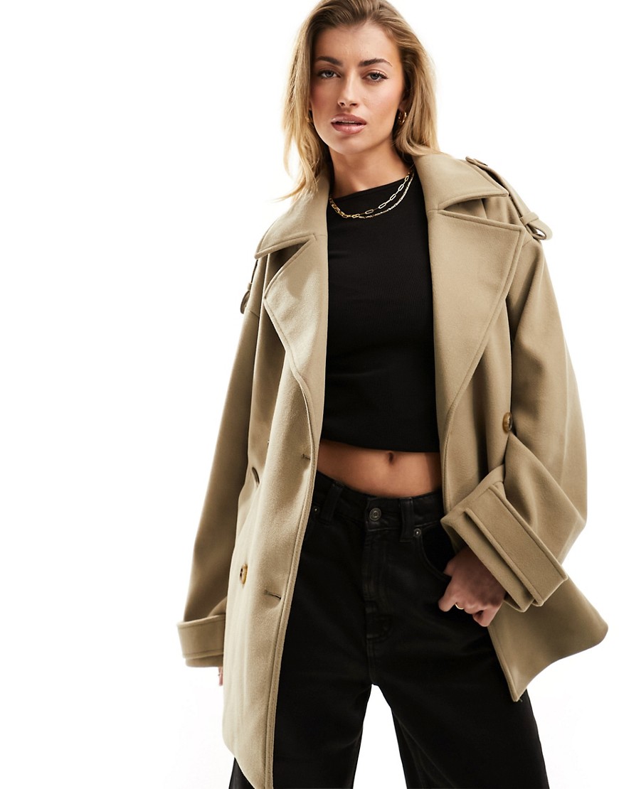 NA-KD cropped trench coat in beige-Neutral