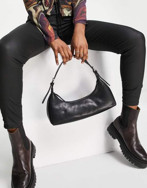 NA KD curved baguette bag in black ASOS