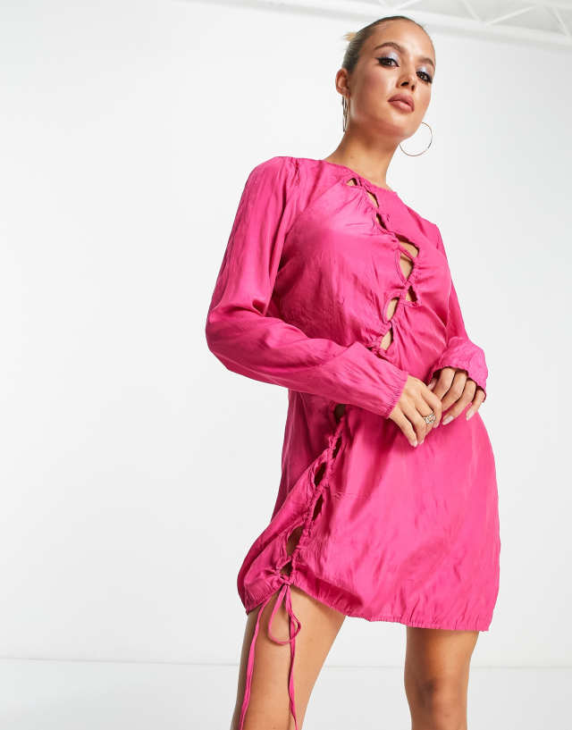 NA-KD cut out mini dress in pink