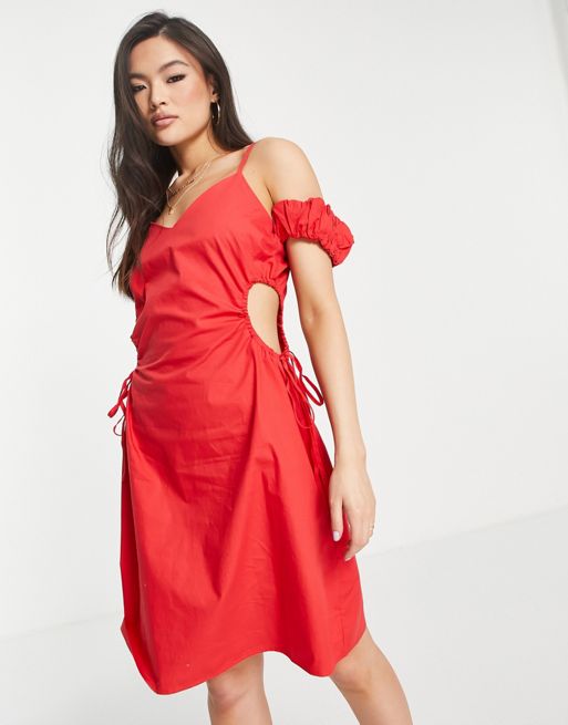 NA-KD – Czerwona sukienka mini z wycięciami po bokach | ASOS