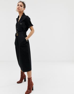 black denim utility dress