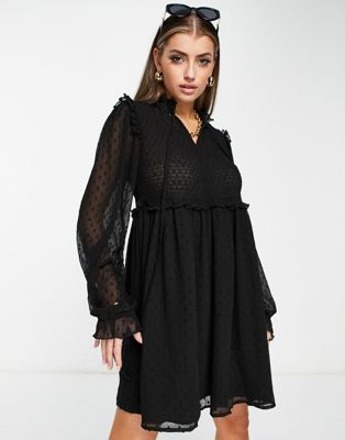 NA-KD dobby mini dress in black