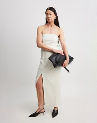 NA-KD double breasted bandeau midi dress in off white - ASOS Price Checker
