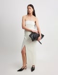 [NA-KD] NA-KD double breasted bandeau midi dress in off white 40 Off white