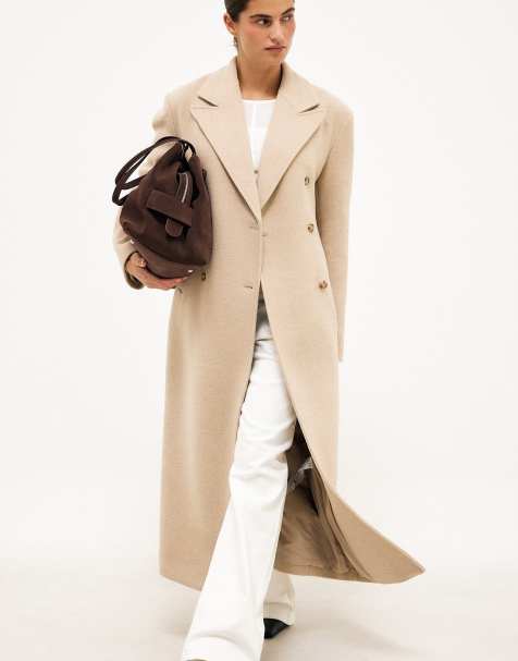 NA-KD Double breasted coat in sand - view 1