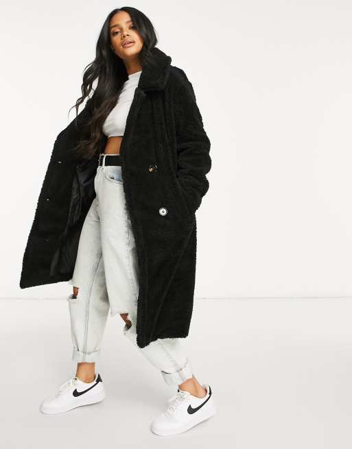 Black maxi teddy clearance coat