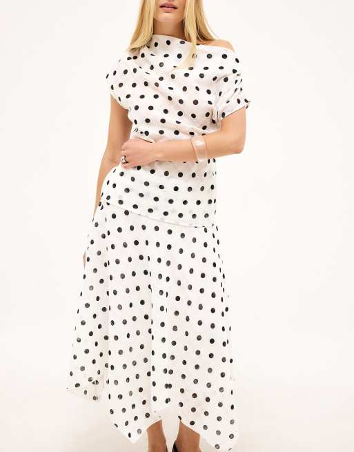 NA-KD Draped short sleeve top in dot print, 4 of 4