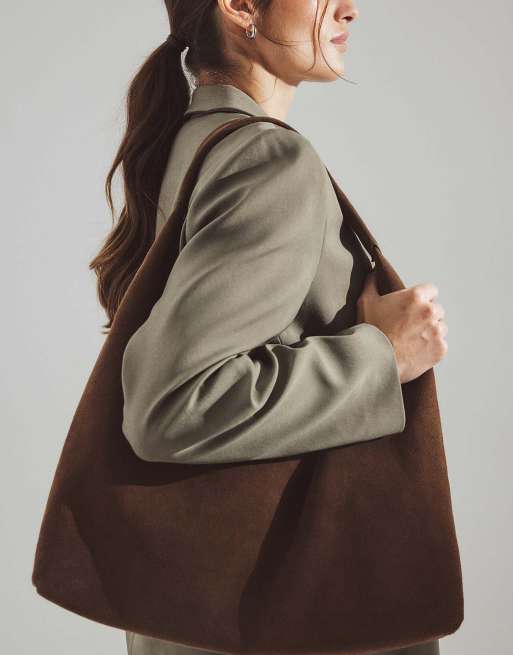 NA-KD Dreieckige Wildleder-Shopper in Braun, 2 von 5