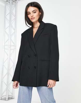 NA-KD dropped shoulder oversize blazer in black | ASOS