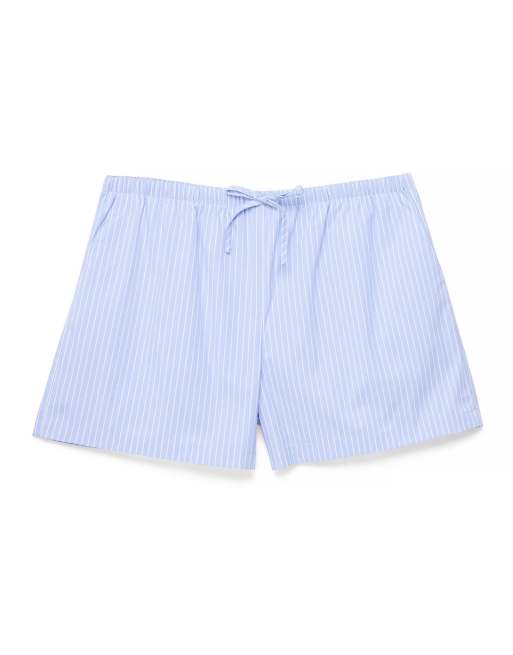 NA-KD Elastic waist cotton shorts in blue white stripes, 4 of 5