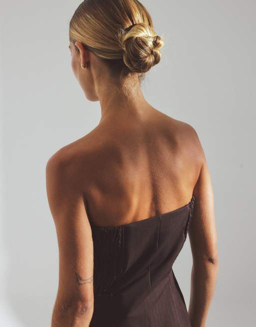 NA-KD – Elegantes Longline-Korsett in Braun mit tiefem Ausschnitt, 3 von 5