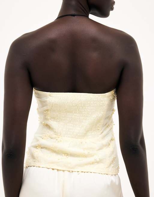 NA-KD Embroidered bandeau top in yellow, 2 of 4