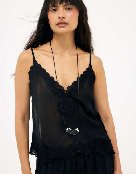 NA-KD Embroidered singlet in black - view 1