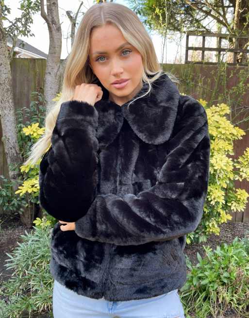 Asos black sale fur coat