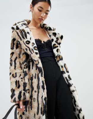 leopard print full length coat