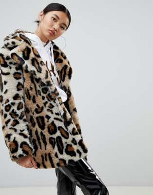 short faux fur leopard print jacket