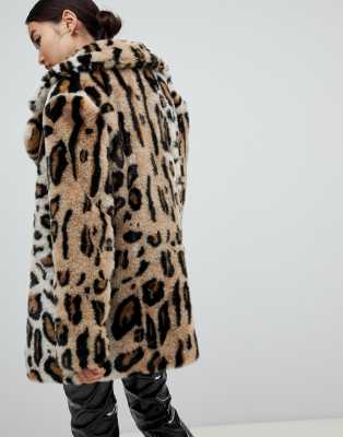 short faux fur leopard print jacket