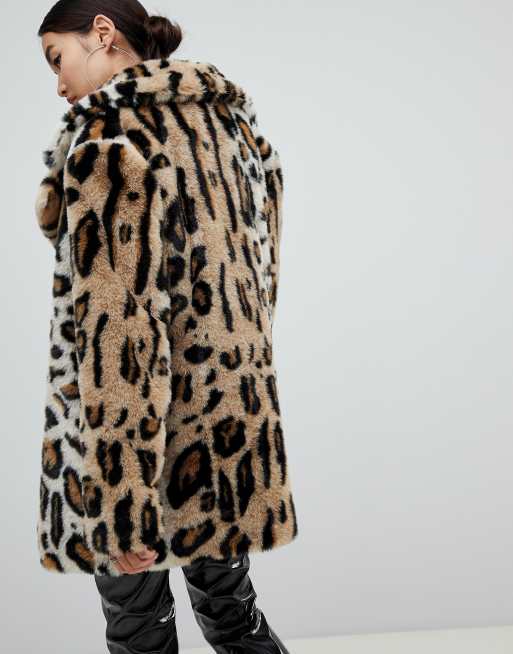 Na kd faux fur leopard print short jacket ASOS