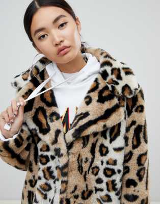 short faux fur leopard print jacket