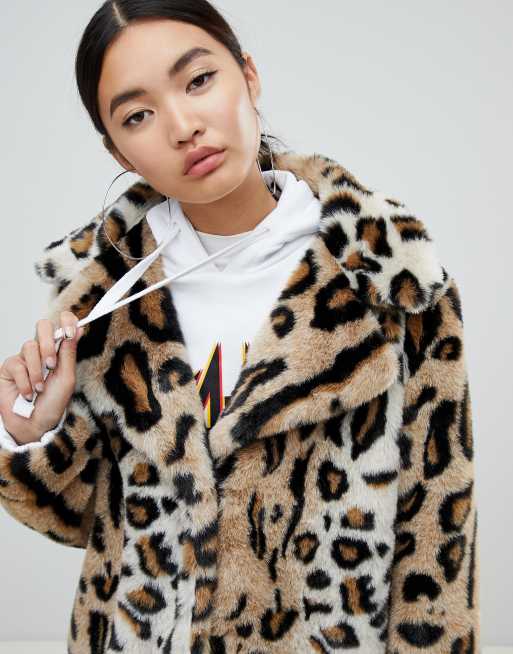 Na kd faux fur leopard print short jacket ASOS