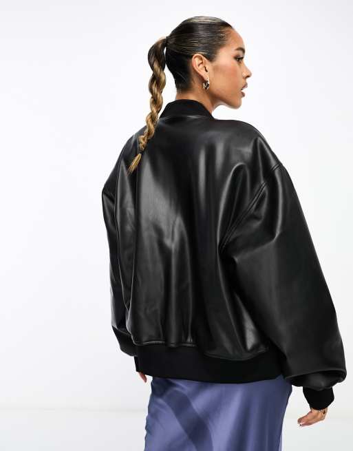 NA-KD Faux leather jacket - black 